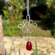 Celtic Ruby Sterling Silver Wire Wrapped Pendant
